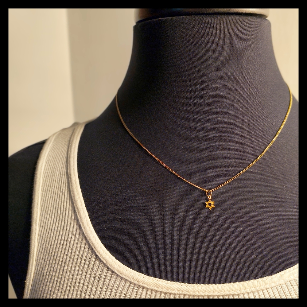 π Vtg. 14k Gold Star Of David Necklace Pendant - Picture 2 of 4